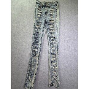 GJG Jeans Womens Size 3 Acid Wash Distressed Skinny Ripped USA 31 Inseam